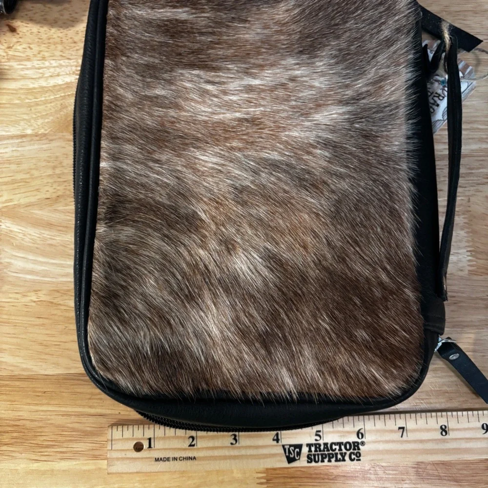 Cowhide Jewelry‎ Travel Case Women Brown Black Brindle Western New